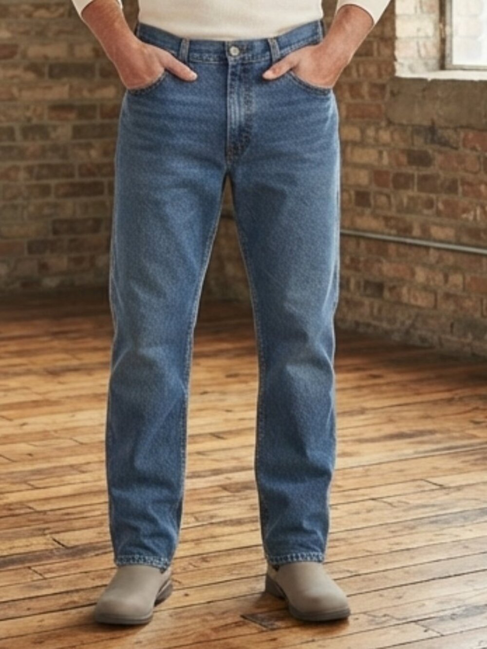 Carhartt Men's Blue Denim Flannel Lined Relaxed Fit Straight Leg Jeans 34x32